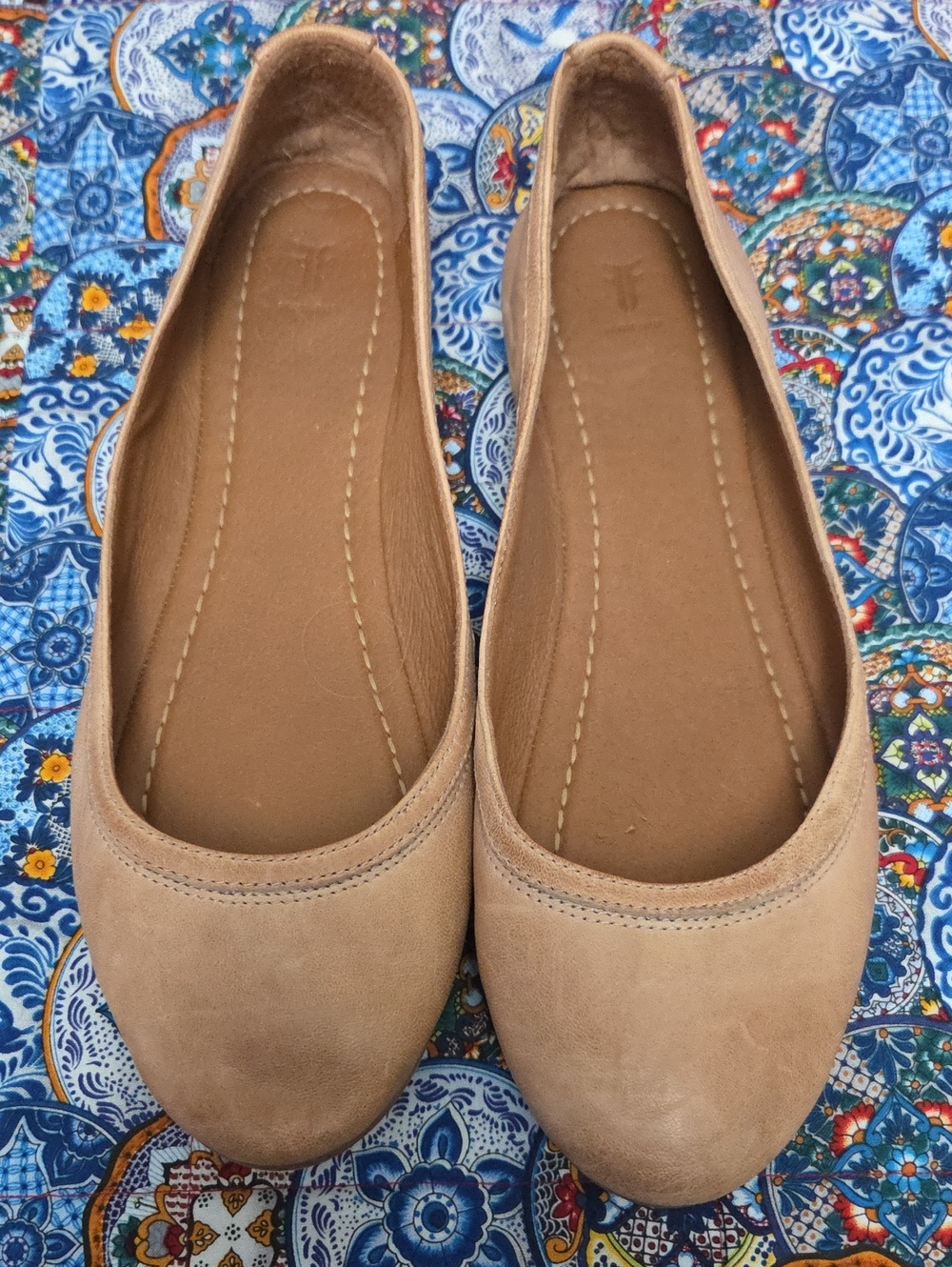 Frye Carson Tan Nude Leather Ballet Flats Women's 10
